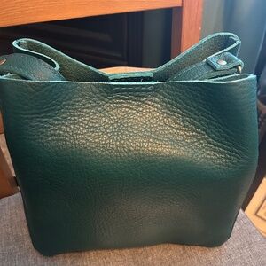 PLG sea glass butterfly bucket bag crossbody purse teal Portland leather goods